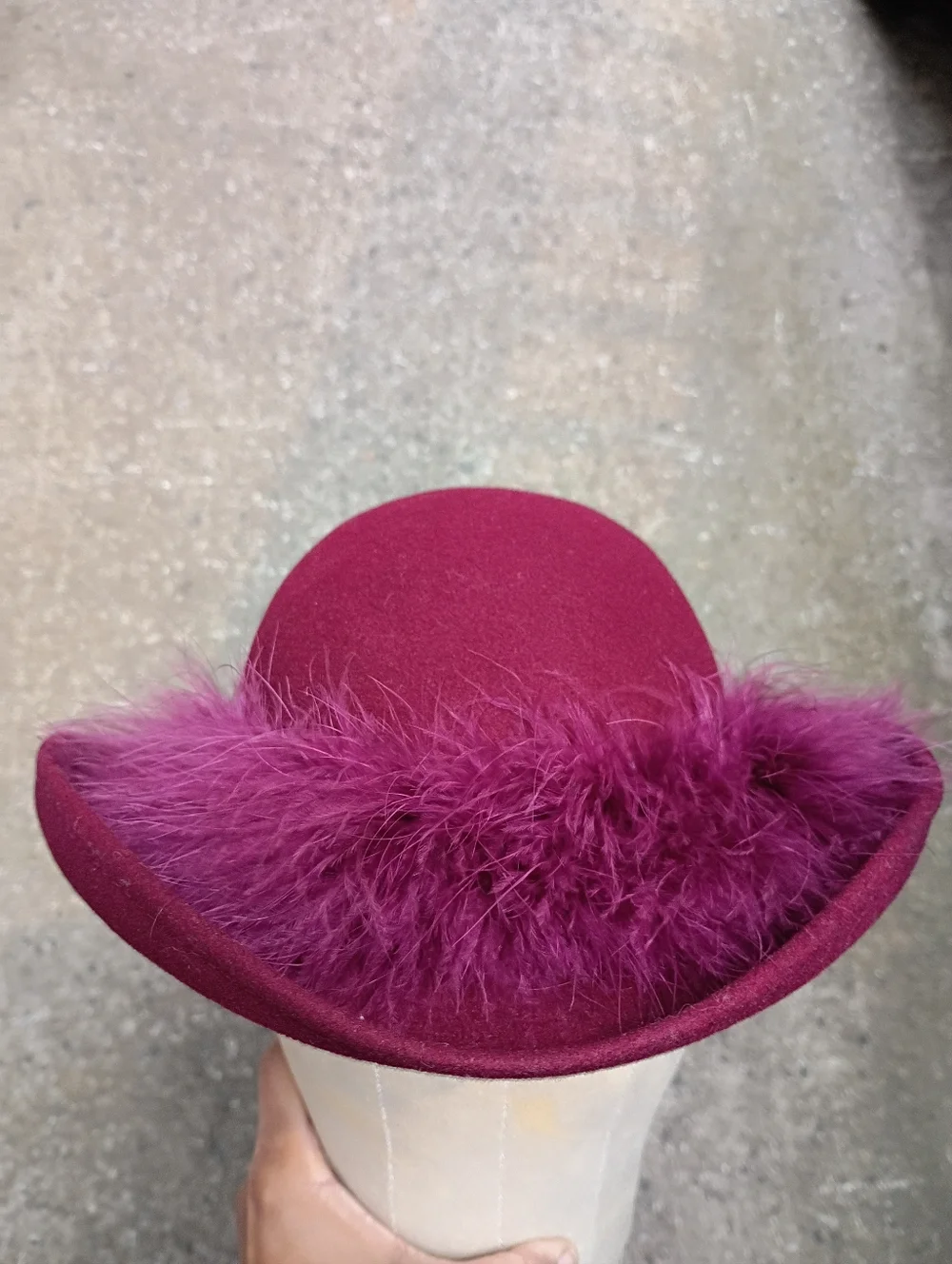 Doeskin Vintage Felt Wool Feather Bowler Hat 21.5